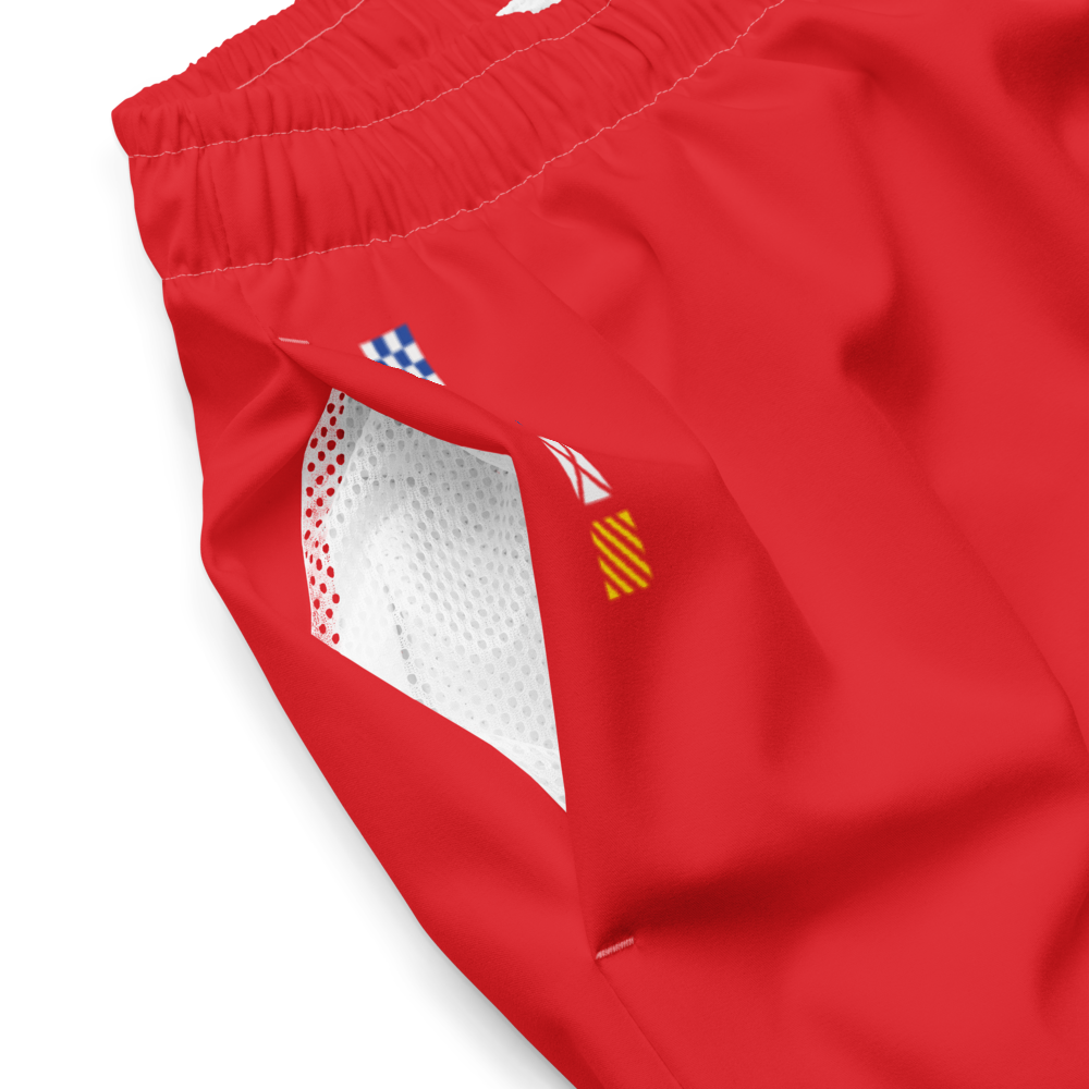 Navy Beach Red Recycled Swim Trunks