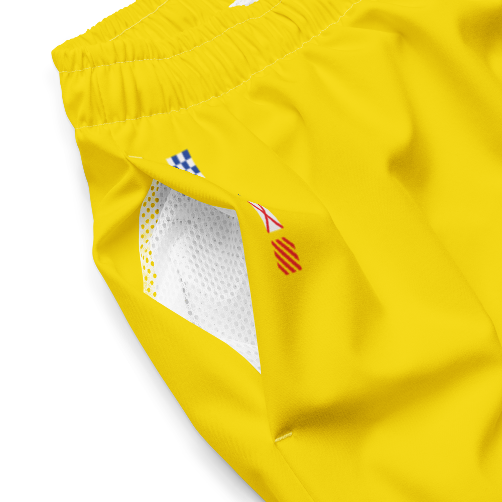 Navy Beach Yellow Recycled Swim Trunks