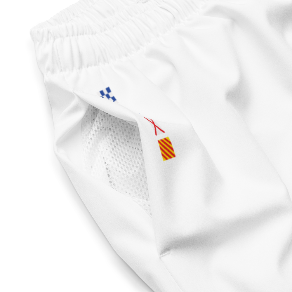 Navy Beach White Recycled Swim Trunks