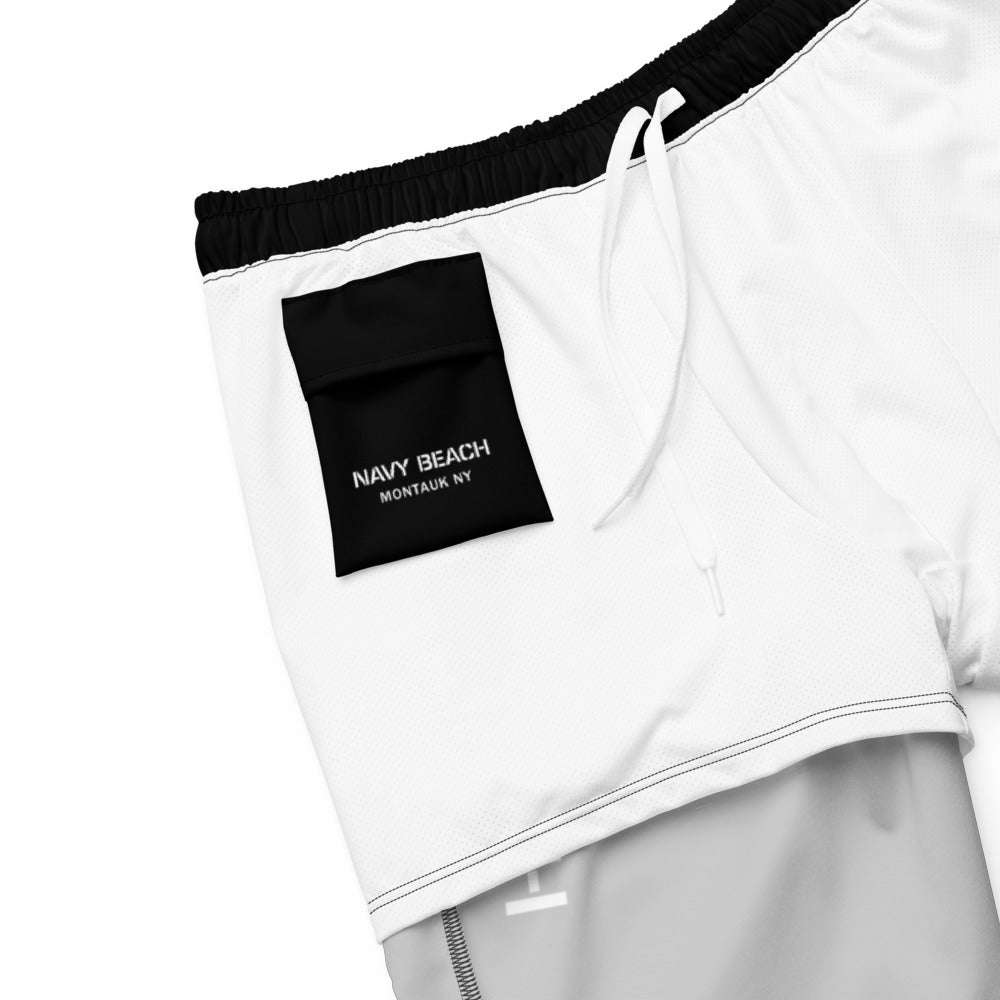 Navy Beach Black Recycled Swim Trunks