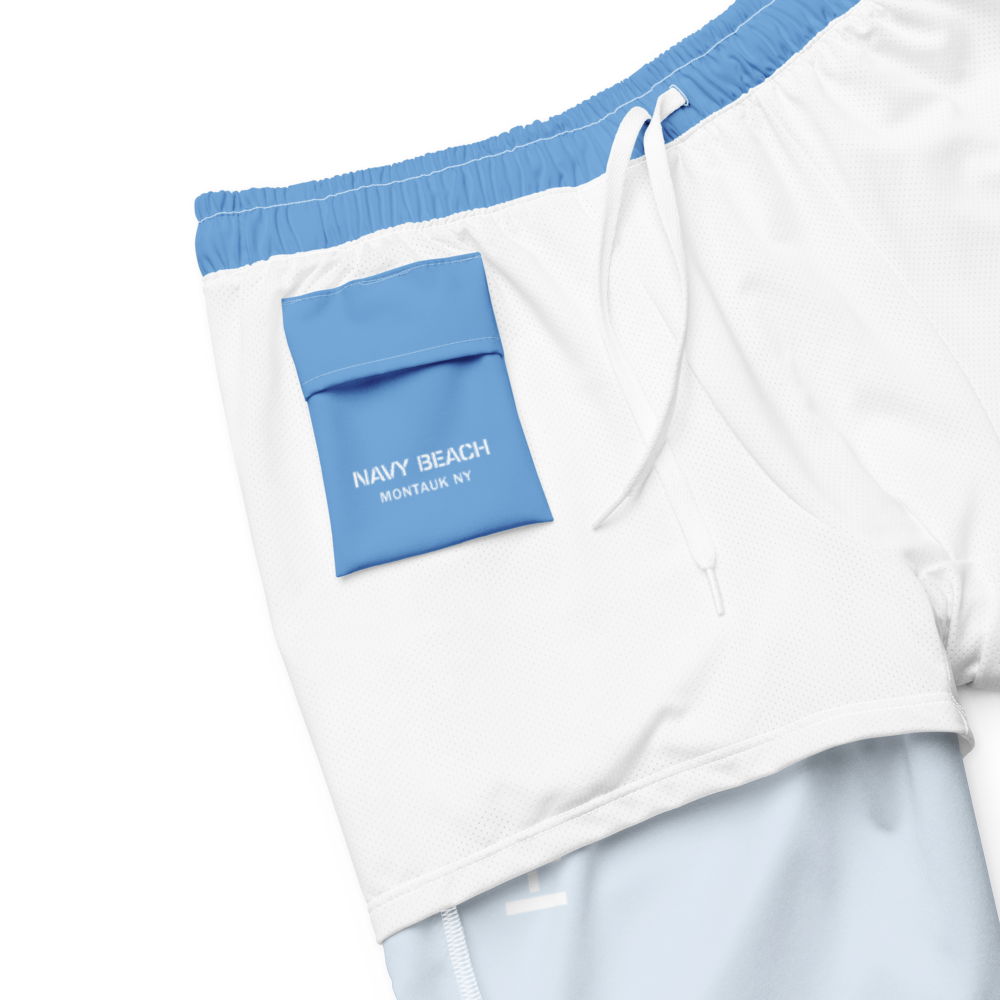 Navy Beach Light Blue Recycled Swim Trunks