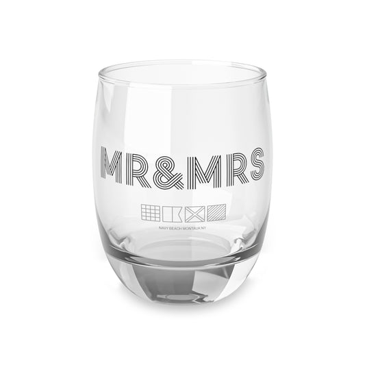 Mr & Mrs Navy Beach Weddings Whiskey Glass