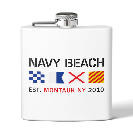 Navy Beach Stainless Steel Flask, 6oz