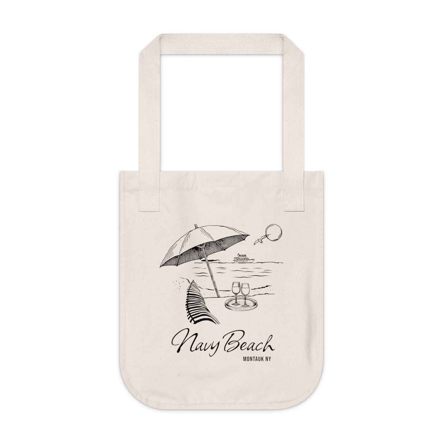 Navy Beach Organic Canvas Tote Bag