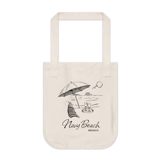 Navy Beach Organic Canvas Tote Bag