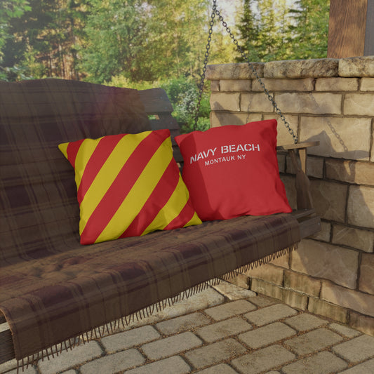 Navy Beach Y Flag Outdoor Pillows