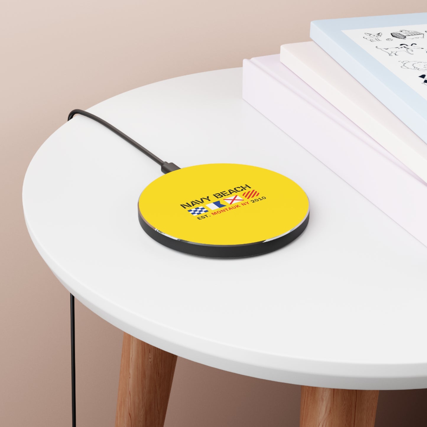 Navy Beach Yellow Wireless Charger