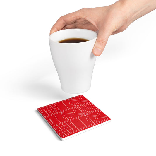 Navy Beach Red Ceramic Coaster