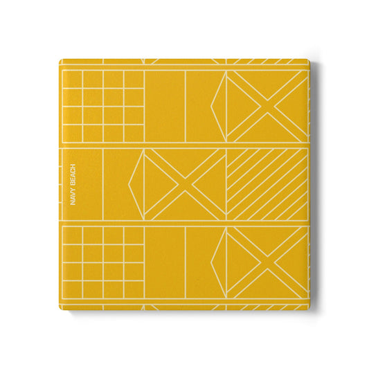Navy Beach Yellow Ceramic Coaster