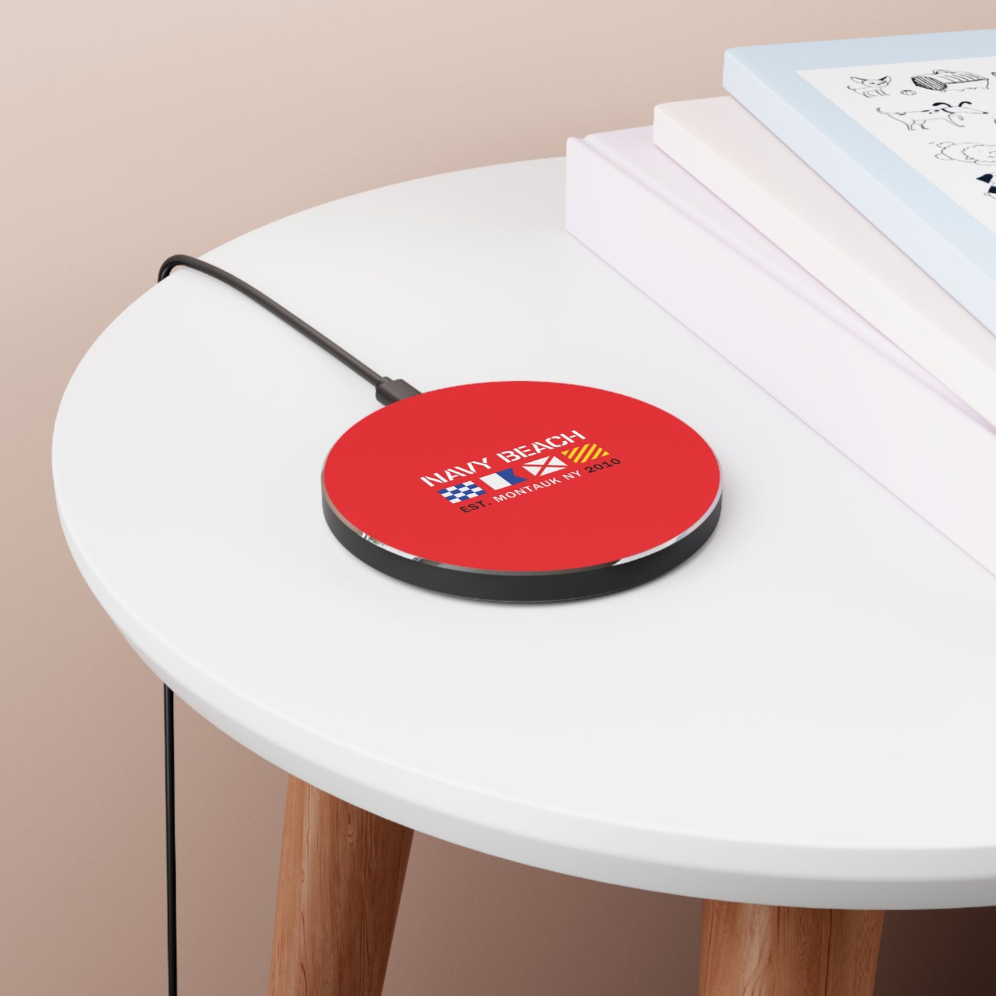 Navy Beach Red Wireless Charger