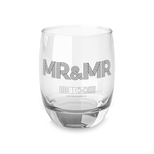 Mr & Mr Navy Beach Weddings Whiskey Glass
