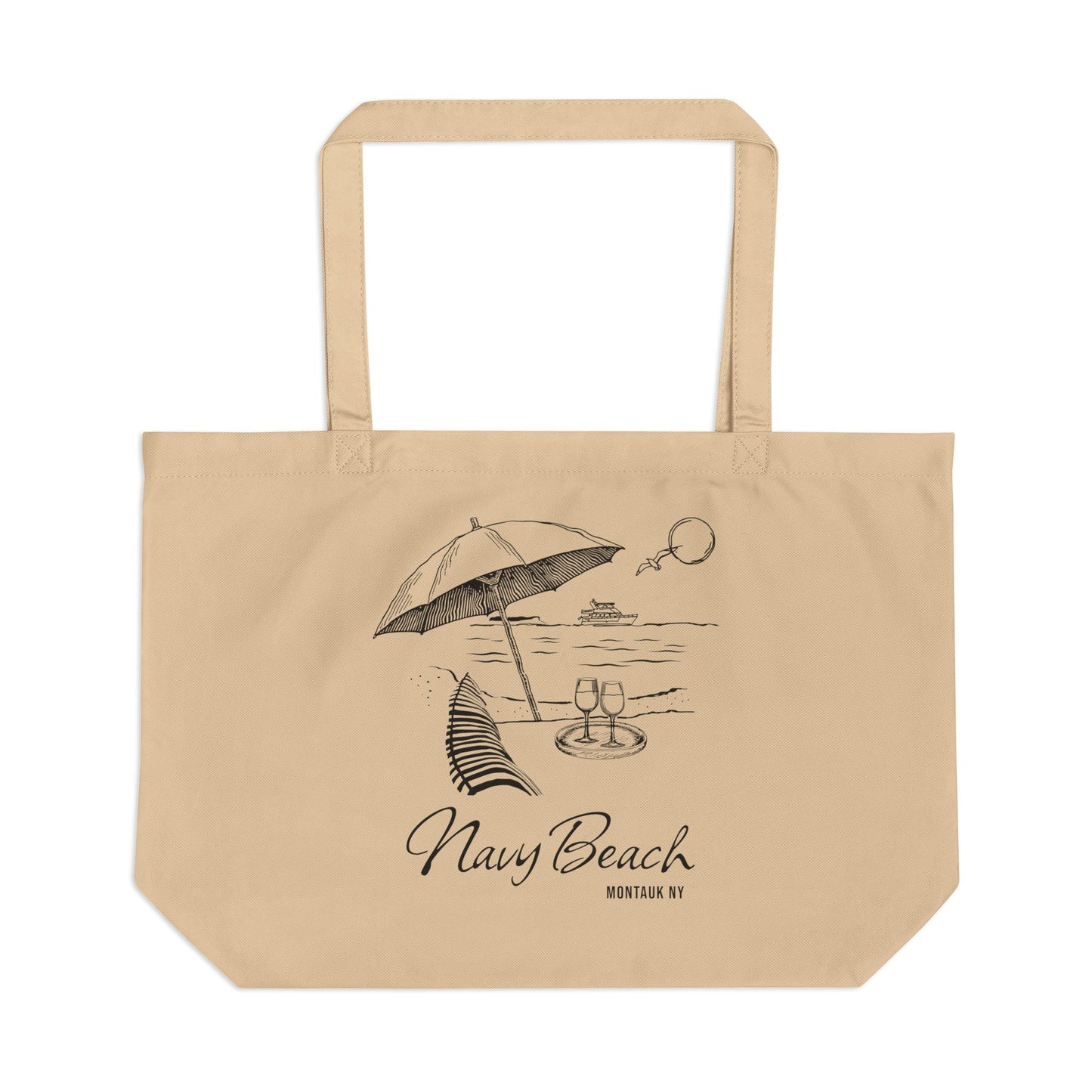 Navy Beach Scene Eco Tote