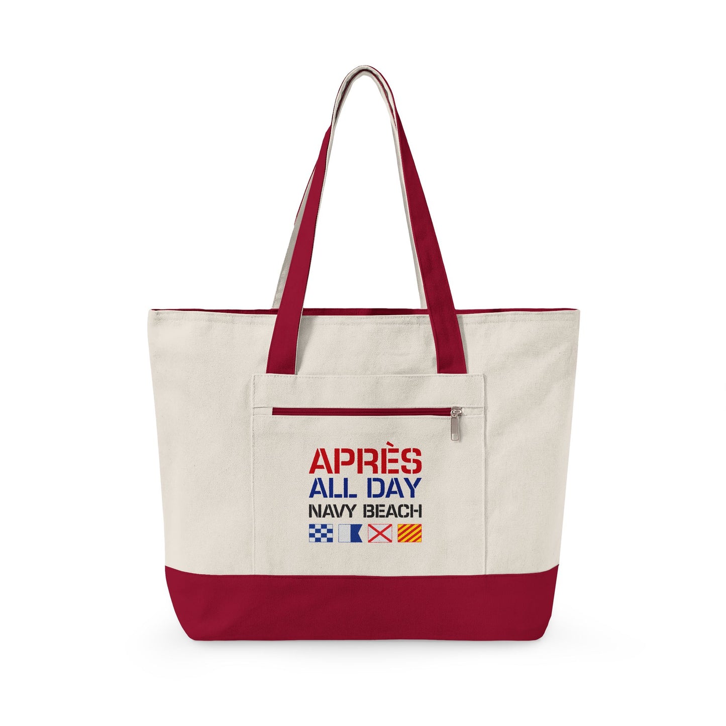 Après All Day Navy Beach Zippered Canvas Tote
