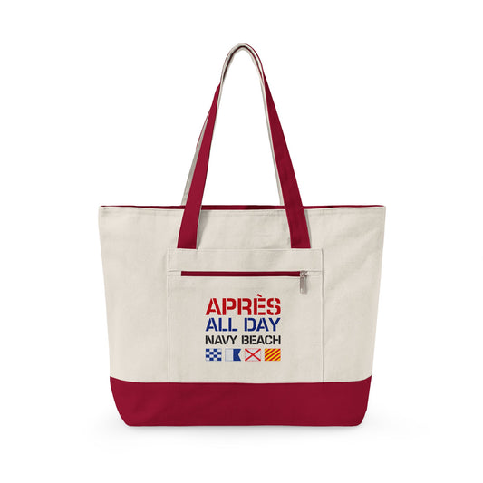 Après All Day Navy Beach Zippered Canvas Tote
