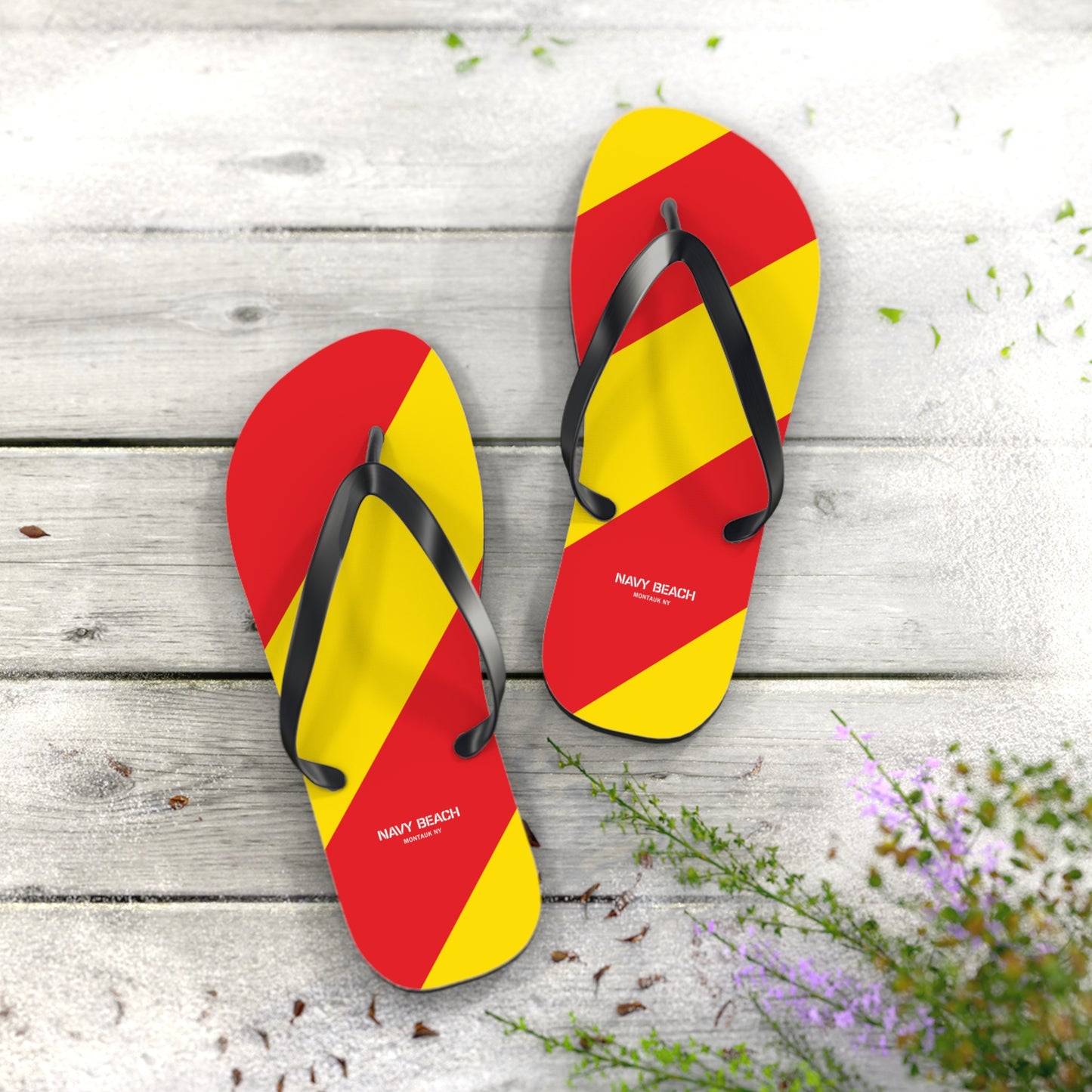 Navy Beach Y Flag Flip Flops