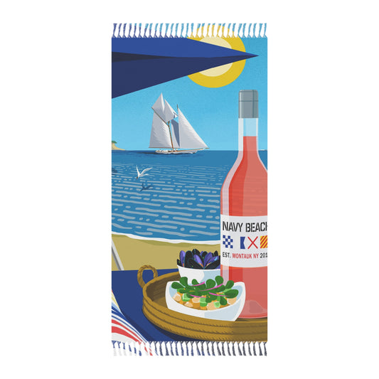 Navy Beach Seascape Boho Beach Cloth