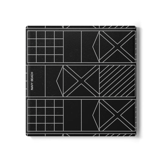 Navy Beach Black Ceramic Coaster