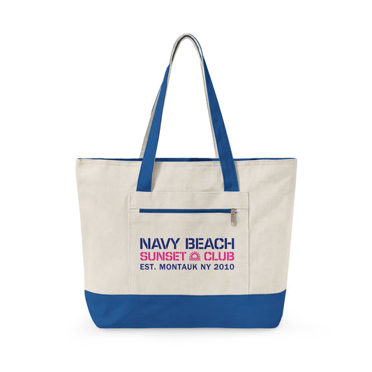 Sunset Club Zippered Canvas Tote