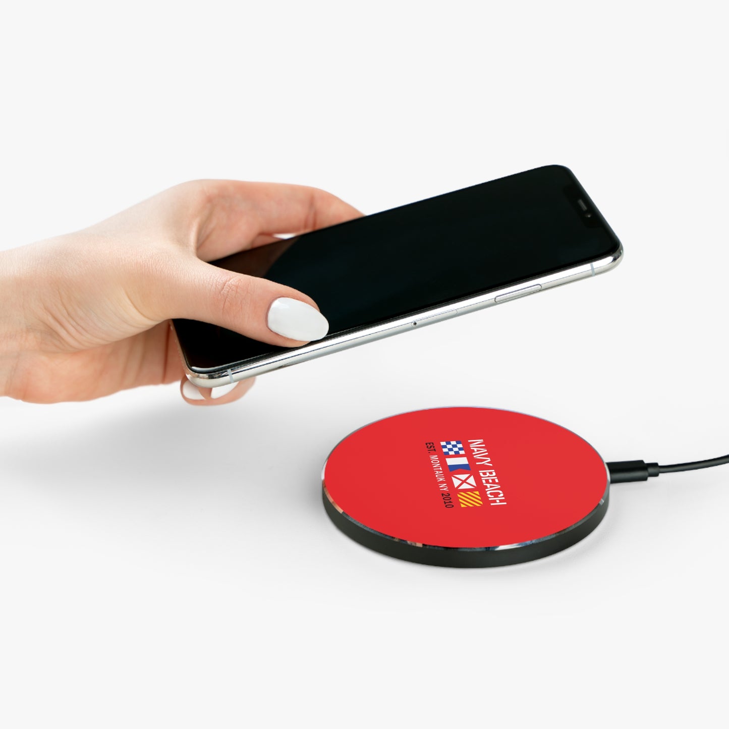 Navy Beach Red Wireless Charger