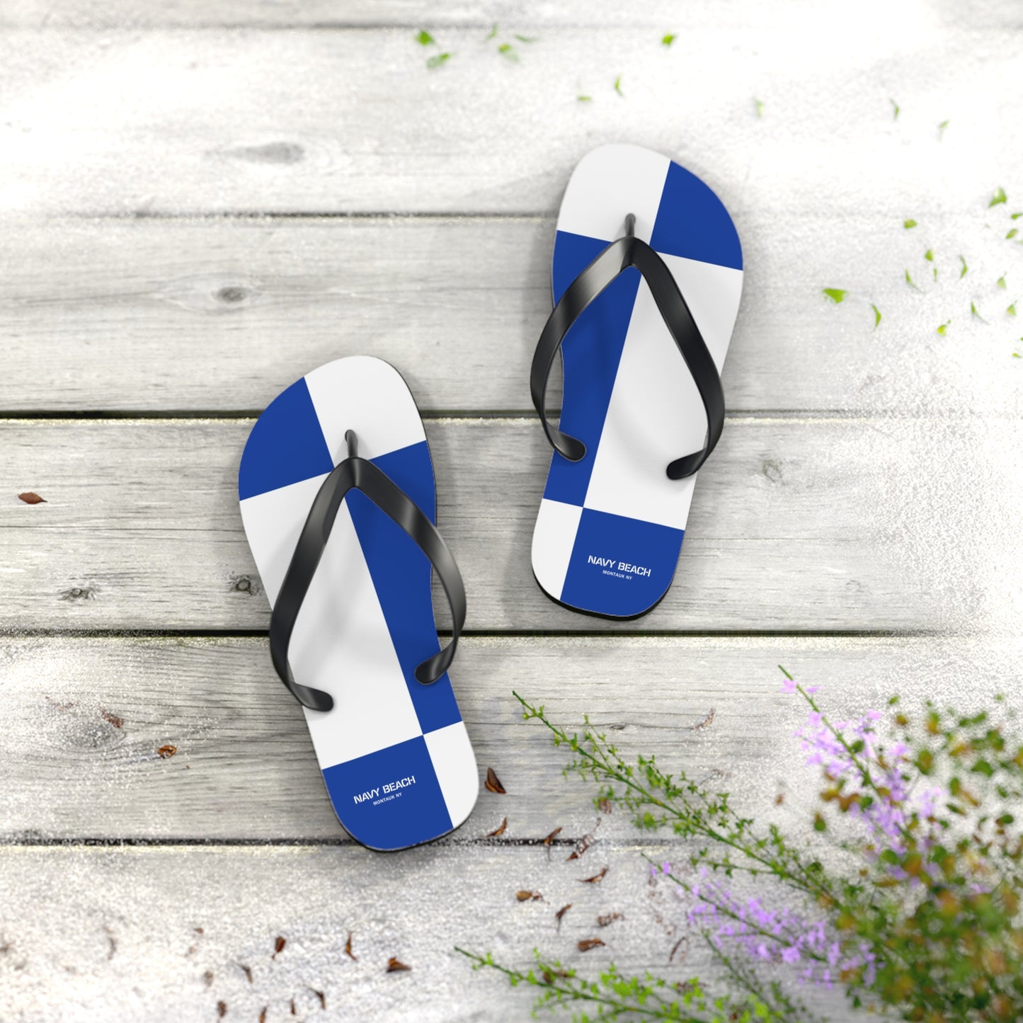 Navy Beach N Flag Flip Flops