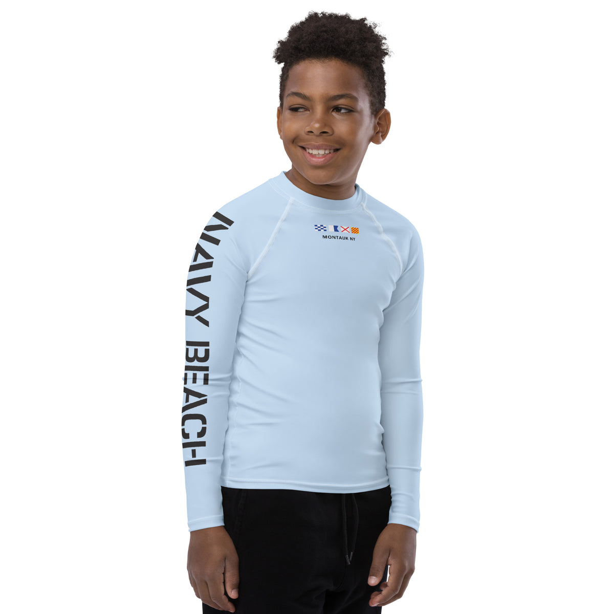 Navy Rashguard Navy Beach Sky Blue Youth Rash Guard – Navy Beach Merch